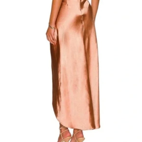 Line & Dot Wrap Skirt Lisa Midi in Satin Ginger Large Champagne NWT - Picture 2 of 4